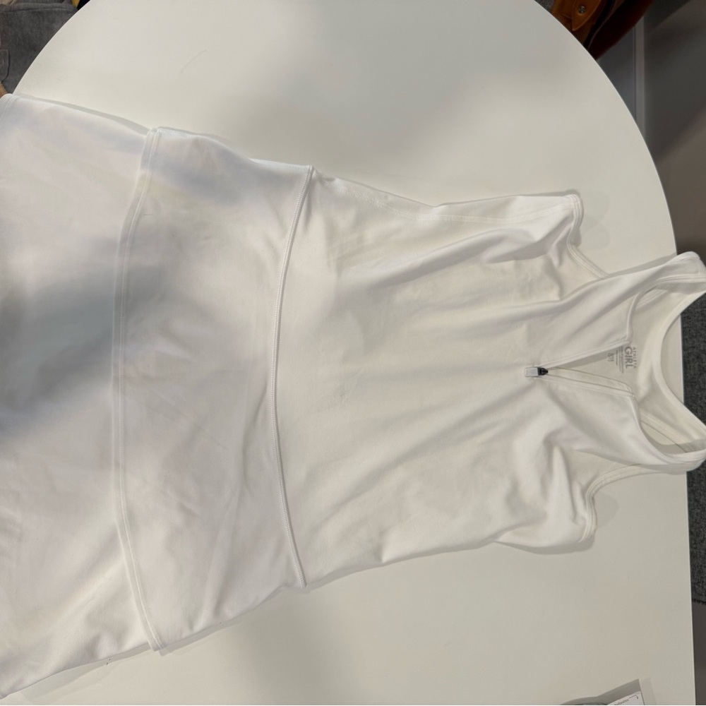 White Sleeveless Zip-Up Top